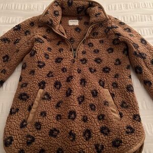 Abercrombie Sherpa Leopard Print Pullover